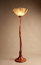 Bubinga Mini Torchiere with Walnut Tendrils by Clark Renfort (Wood Floor Lamp)