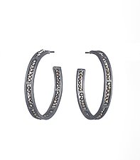 Large Carved Segment Hoop Earrings by Heather Guidero (Silver & Stone Earrings)