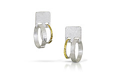 Carved Small Double Hoop Earrings by Heather Guidero (Gold & Silver Earrings)