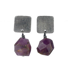 Carved Square Tab Earrings by Heather Guidero (Silver & Stone Earrings)