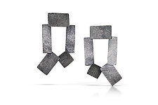 Oxidized Tab Earrings by Heather Guidero (Silver Earrings)