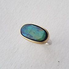 Spectrolite Ring #2 by Heather Guidero (Gold, Silver & Stone Ring, Size 6.5)