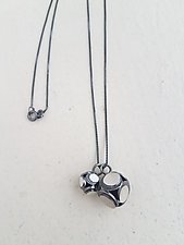 Circle Eclipse Cube Charm Necklace by Heather Guidero (Silver Necklace)