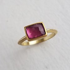 Rectangle Pink Tourmaline Ring by Heather Guidero (Gold & Stone Ring, Size 5.5)