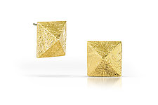 Carved Pyramid Earrings by Heather Guidero (Gold & Silver Earrings)