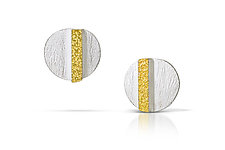Carved Small Oval Platform Earrings by Heather Guidero (Gold & Silver Earrings)
