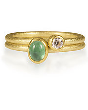 Emerald and Diamond Stacking Rings by Petra Class (Gold & Stone Ring)