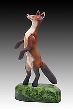 Upstanding Fox by Dona Dalton (Wood Sculpture)