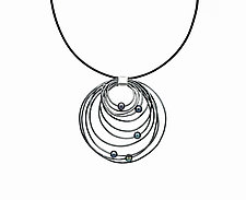 Scribble Leather Pendant Necklace by Kathleen Lamberti (Silver Necklace)
