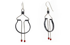 Circle Hoops with Dangles by Kathleen Lamberti (Silver & Art Glass Earrings)