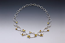 Twirling Leaves Necklace by Liaung Chung Yen (Gold, Silver & Stone Necklace)