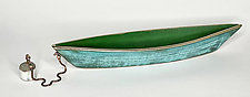 Bronze Dory with Tiffany and Green Patinas and Anchor by Alice McLean (Bronze Sculpture)