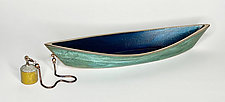 Bronze Dory with Tiffany and Blue Patina and Anchor by Alice McLean (BronzeSculpture)