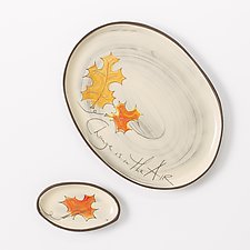 Falling Leaves Oval Dish Set by Noelle VanHendrick and Eric Hendrick (Ceramic Dinnerware)