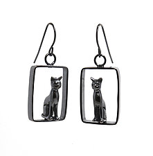 Sitting Cat Earrings by Kristin Lora (Silver Earrings)