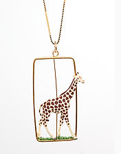 Gold Standing Giraffe Necklace by Kristin Lora (Gold Necklace)