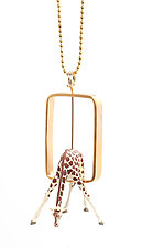 Drinking Giraffe Necklace by Kristin Lora (Silver Necklace)