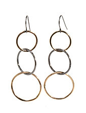 Gold and Black Circle Link Earrings by Kristin Lora (Gold & Silver Earrings)