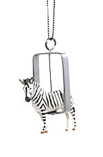 Zebra in Rectangle Necklace by Kristin Lora (Silver & Gold Necklace)
