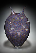 Hyacinth, Cerulean, and Gold Thread Foglio by David Patchen (Art Glass Sculpture)