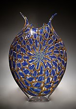 Cerulean and Gold Foglio by David Patchen (Art Glass Vessel)