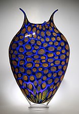 Cerulean & Gold Thread Foglio by David Patchen (Art Glass Sculpture)