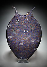 Hyacinth, Cerulean, and Gold Thread Foglio by David Patchen (Art Glass Sculpture)