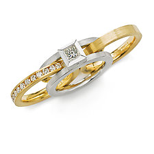 Parallel Ring Set by Catherine Iskiw (Gold & Stone Rings)