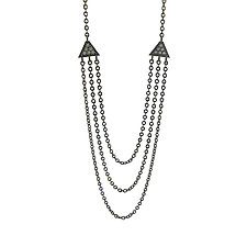 Small Tri Necklace in Blackened Silver with Diamonds by Catherine Iskiw (Silver & Stone Necklace)