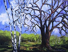 Vermont Tree Line by Judy Hawkins (Oil Painting)