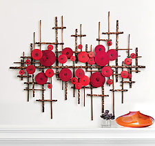 Ripples in Red by Hannie Goldgewicht (Mixed-Media Wall Sculpture)