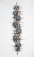 Drifting in Blues by Hannie Goldgewicht (Mixed-Media Wall Sculpture)
