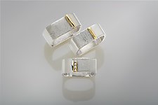 Silver Square Gold Bar Ring Series by Chi Cheng Lee (Diamond, Gold & Silver Rings)