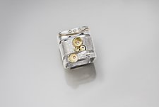 Petals and Diamonds Square Stacker Rings by Chi Cheng Lee (Gold, Silver & Stone Ring)