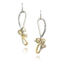 Winter's Garland Earrings by Valerie Ostenak (Gold, Silver & Pearl Earrings)