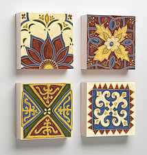 Ari, Chandi, Dhara, and Isha Wooden Tiles by Karen Deans (Pigment Print on Wood)