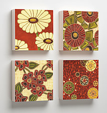 Maisy, Emily, India, and Elizabeth Wooden Tiles by Karen Deans (Pigment Print on Wood)