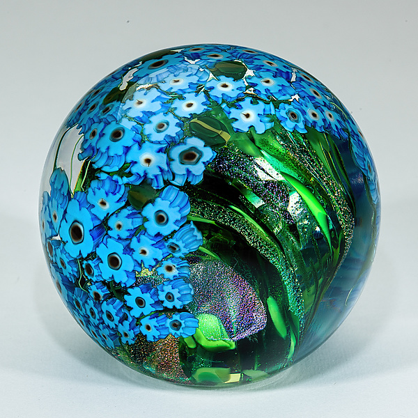 Forget-Me-Nots on Green Paperweight