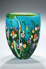 Garden Series Vase in Turquoise and Lime by Shawn Messenger (Art Glass Vase)