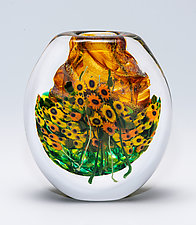 Field of Sunflowers Vessel by Shawn Messenger (Art Glass Vessel)