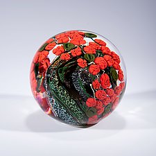 Red Roses Paperweight by Shawn Messenger (Art Glass Paperweight)