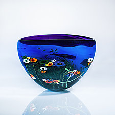 Garden Series Bowl in Blue and Violet by Shawn Messenger (Art Glass Bowl)