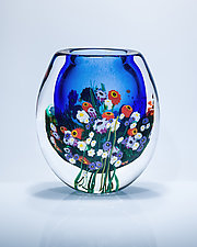Blue Wildflower Vessel by Shawn Messenger (Art Glass Vessel)