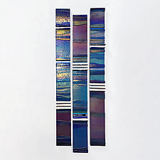 Amethyst Blue Mosaic Bands by Alicia Kelemen (Art Glass Wall Sculpture)