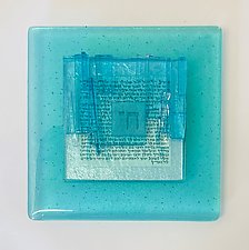 Blessing Art Plaque Chai Aqua VI by Alicia Kelemen (Art Glass Wall Sculpture)