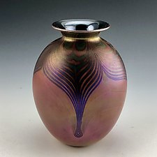 Copper Feather Vase by Donald  Carlson (Art Glass Vase)