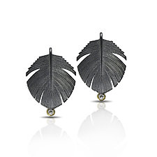 Feather Post Earrings by Rebecca Myers (Gold, Silver & Stone Earrings)