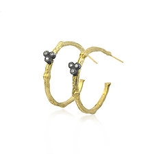 Gold Branch Hoop Earrings by Rebecca Myers (Gold, Silver & Stone Earrings)