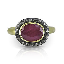Oval Ruby Halo Ring by Rebecca Myers (Gold, Silver & Stone Ring)