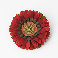Chrysanthemum Felt Flower Pin by Renee Roeder-Earley (Felted Brooch)